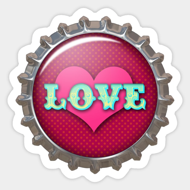 LOVE Bottle Cap | Romantic Valentine Sticker by Cherie(c)2022 Sticker by CheriesArt